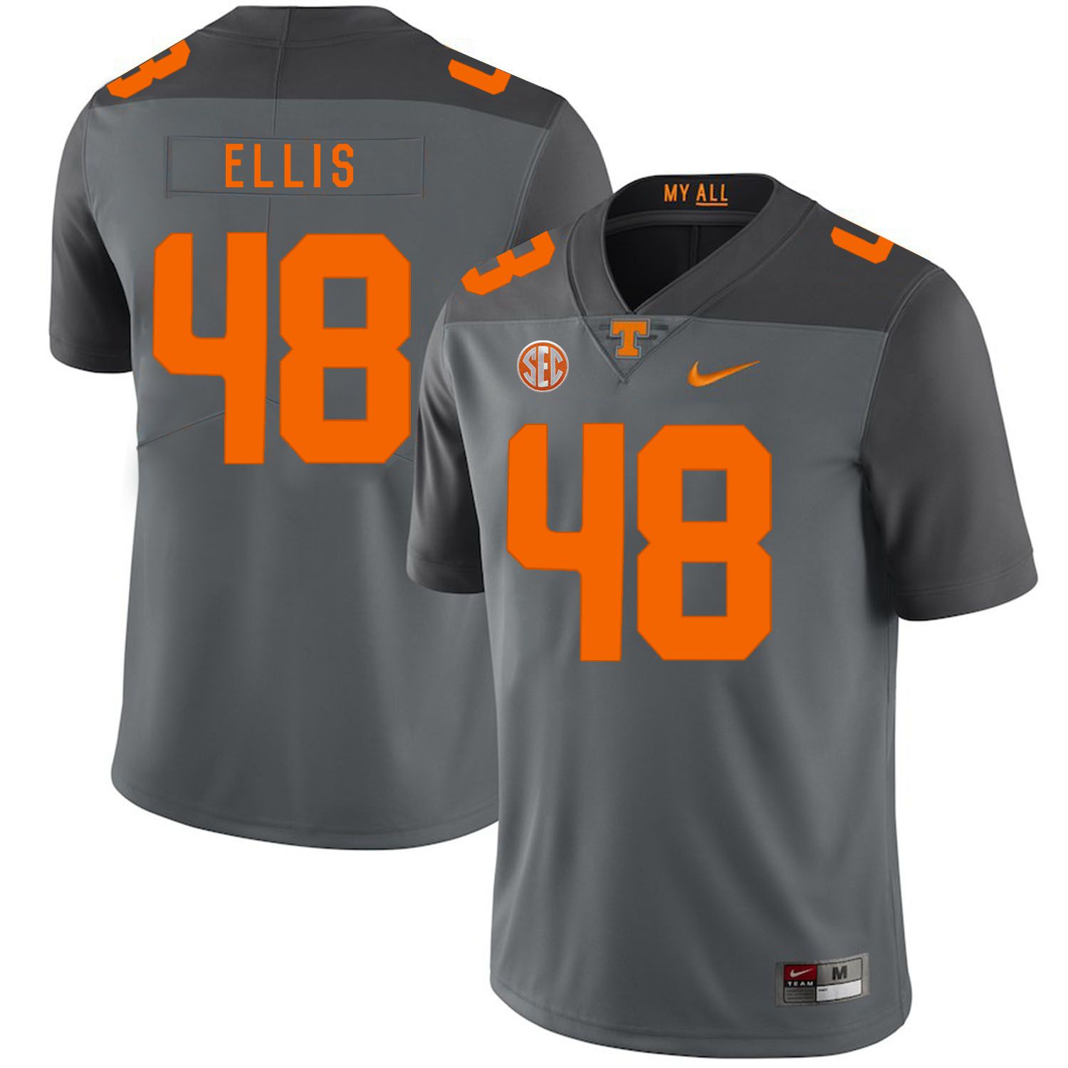 Men Tennessee Volunteers #48 Ellis Grey Customized NCAA Jerseys->customized ncaa jersey->Custom Jersey